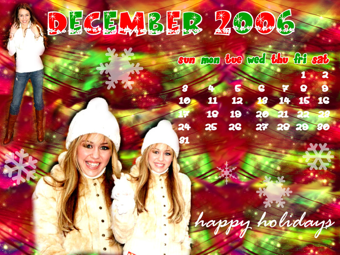 december_2006_calendar - Calendare cu Miley si Hannah