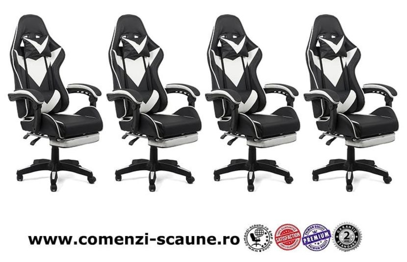 scaun-gaming-cu-spatar-reglabil-si-suport-picioare-alb-negru-off-299-800-515-8 - Scaune de birou