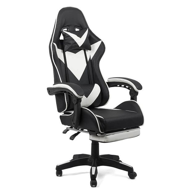 scaun-gaming-cu-spatar-reglabil-si-suport-picioare-alb-negru-off-299-800-800-1 - Scaune de birou
