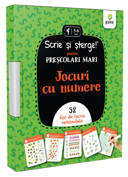 Jocuri cu numere • pentru preșcolari mari 5-6 ani - Scrie și șterge! Jumbo 3-8 ani