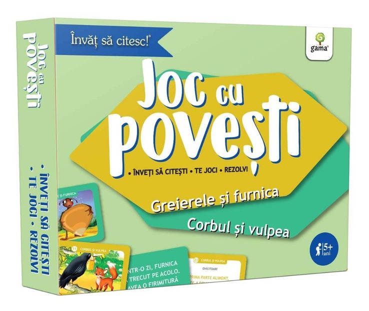 Greierele și furnica • Corbul și vulpea | 5-7 ani - Carduri pentru învățarea citirii 5-7 ani