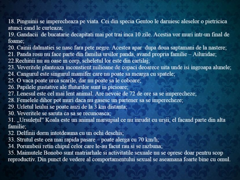 Top 35 cele mai interesante. Curiozitati despre animale - Curiozități