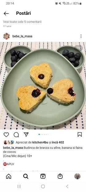 Screenshot_20221228_201401_Instagram - Budinca de branza cu afine banana si faina de cocos