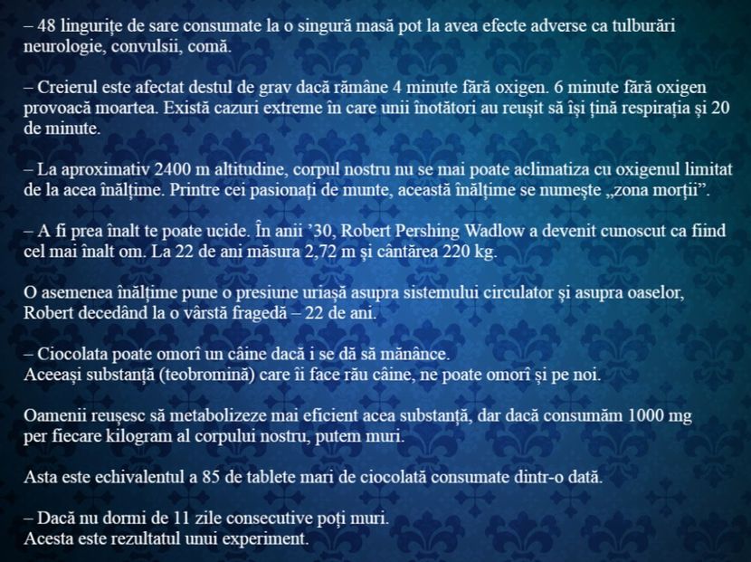 Lucruri consumate în exces care te pot omorî - Curiozități