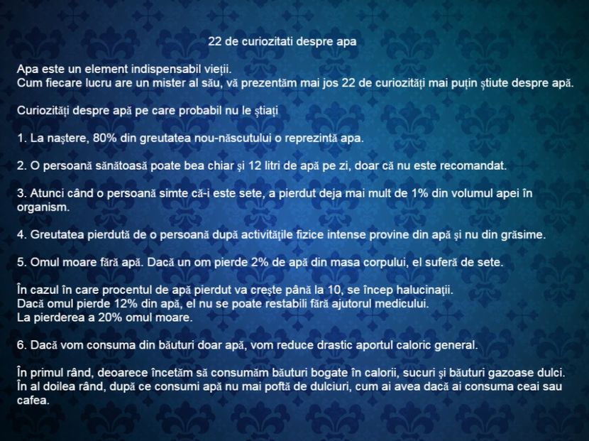 22 de curiozitati despre apa - Curiozități