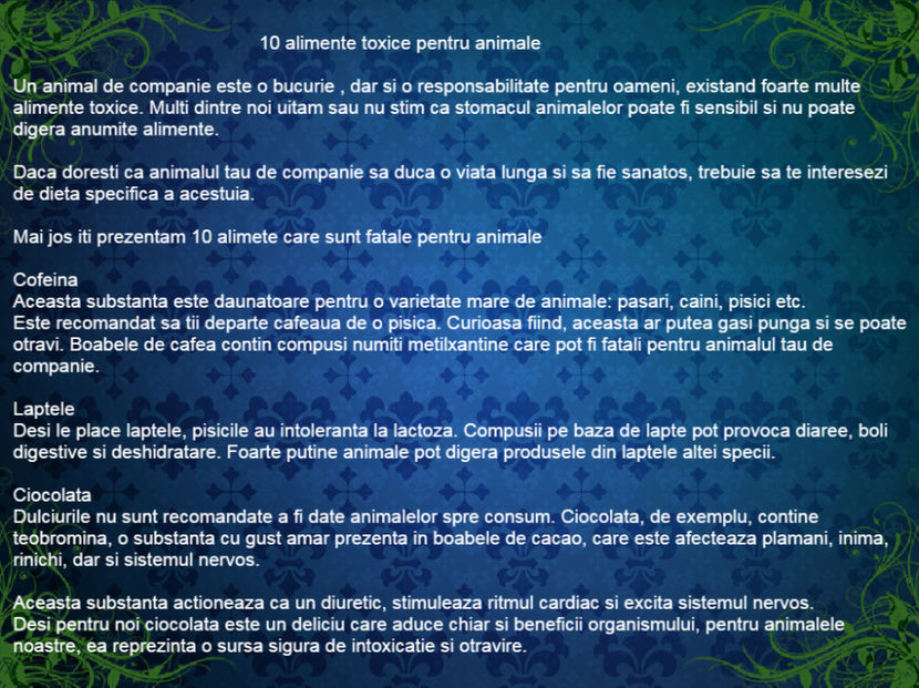 10 alimente toxice pentru animale - Curiozități