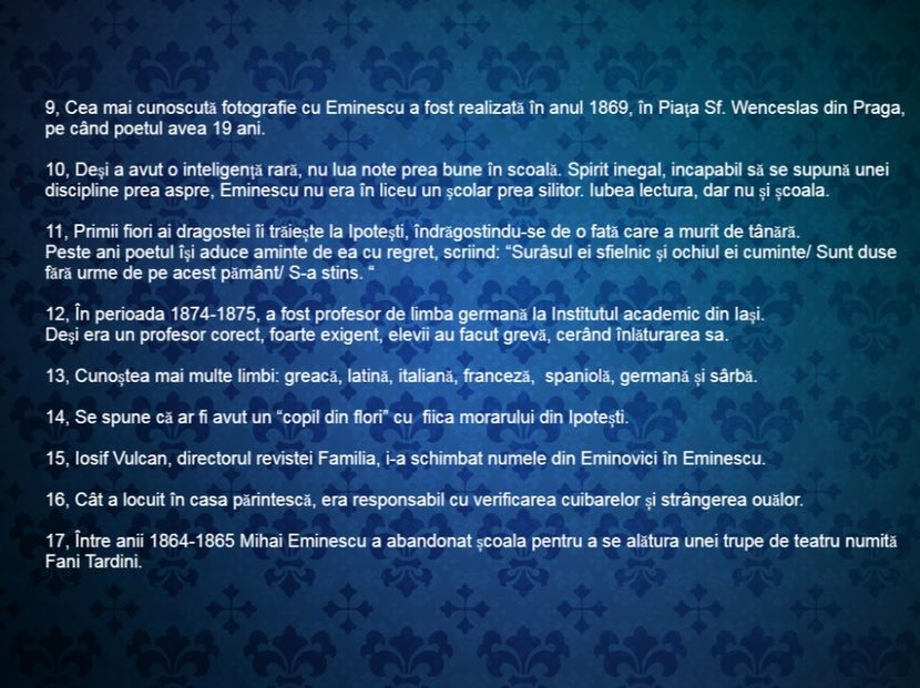20 de curiozitati despre viata lui Mihai Eminescu - Curiozități