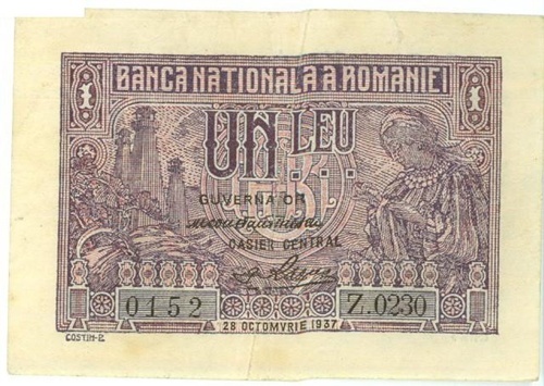 1937 1 Leu - Catalog Bancnote