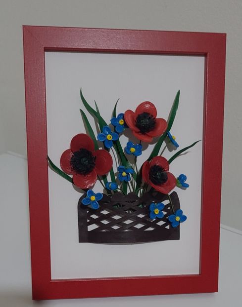 Maci si albastrele - 5 quilling- tablouri