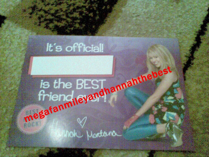 Diploma pentru cea mai buna prietena - Lucrurile mele cu Hannah Montana si Miley Cyrus