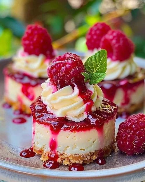  - Mini cheesecake-uri fara coacere cu lamaie si zmeura