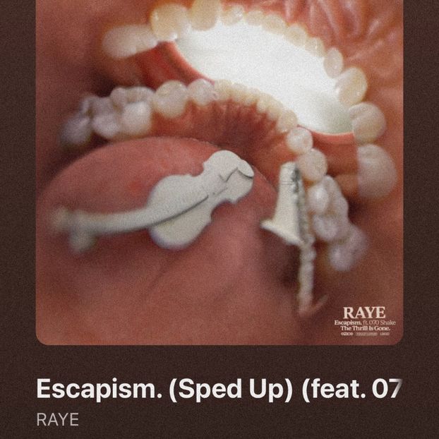 • WildFeelings got “Escapism (sped up)” by Raye. + - when i see you on those streets