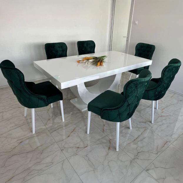 set-masa-si-6-scaune-chicago-verde-smarald-1 - Masă cu scaune