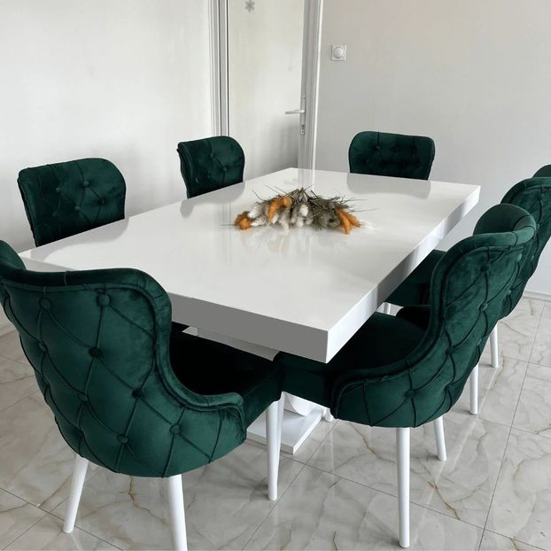 set-masa-si-6-scaune-chicago-verde-smarald-2 - Masă cu scaune
