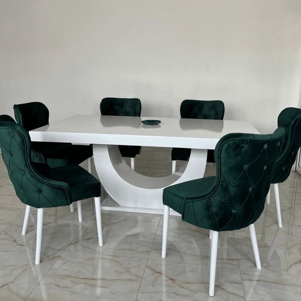 set-masa-si-6-scaune-chicago-verde-smarald-3 - Masă cu scaune
