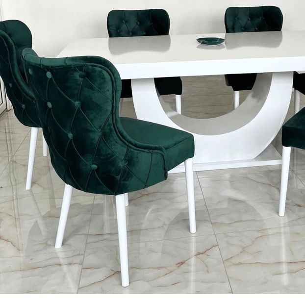 set-masa-si-6-scaune-chicago-verde-smarald-4 - Masă cu scaune