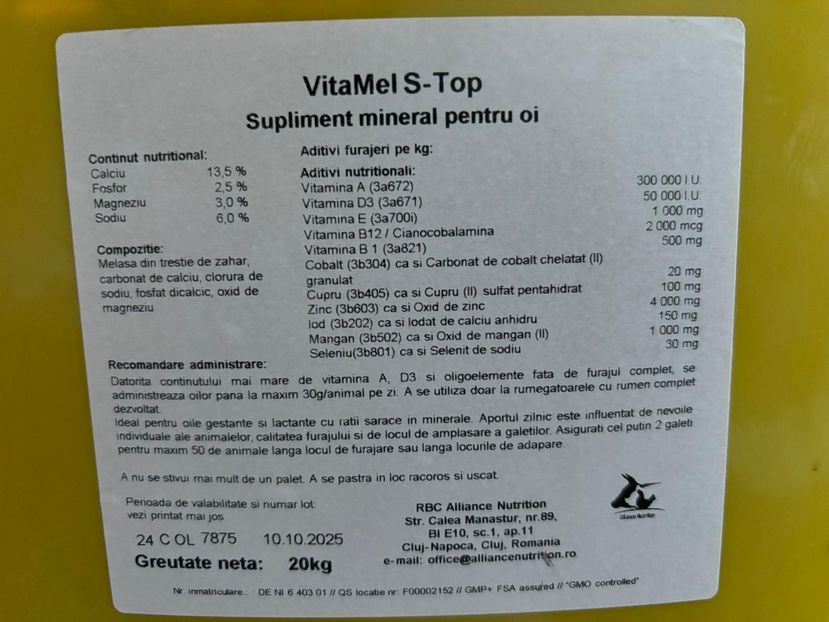 VitaMel S-Top 20 kg - 193,5 RON - VitaMel S-Top 20 kg - 193 RON SI 50 DE BANI