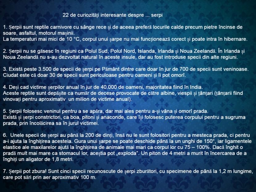22 de curiozitati interesante despre ... serpi - Curiozități