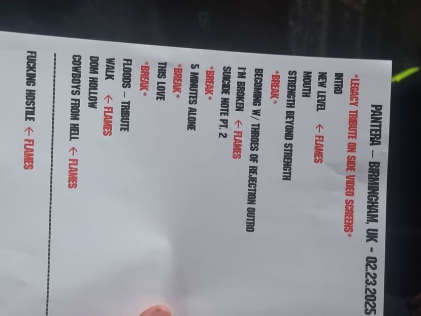  - PANTERA - BIRMINGHAM UK 23 FEB 2025
