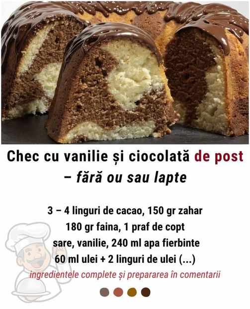  - Chec cu vanilie si ciocolata de post - fara ou sau lapte