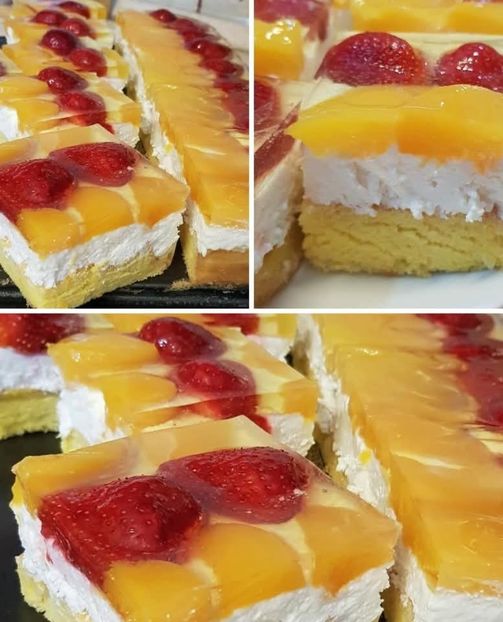  - Prajitura racoritoare cu crema de branza si fructe