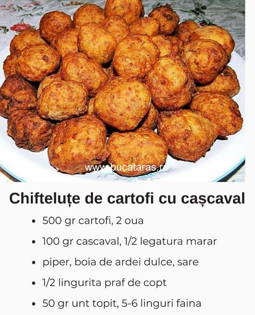 Chiftelute de cartofi cu cascaval - Meniul zilei - ce mai gatim azi - idei de retete