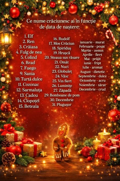  - Ce nume craciunesc ai in functie de data nasterii