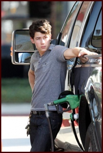 Nick Jonas pumping gas in L A (6)