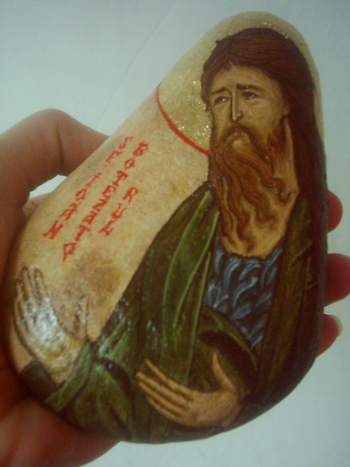 Sf. Ioan Botezatorul; icoana piatra, tempera cu ou
