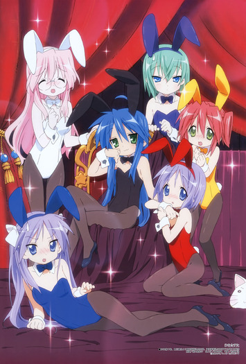 3651-bunny_suit-hiiragi_kagami-hooragi_tsukasa-izumi_konata-lucky_star-takara_miyuki - anime groups