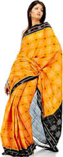 orange_and_black_ikat_sari_from_poc orange_and_black_ikat_sari_from_poc