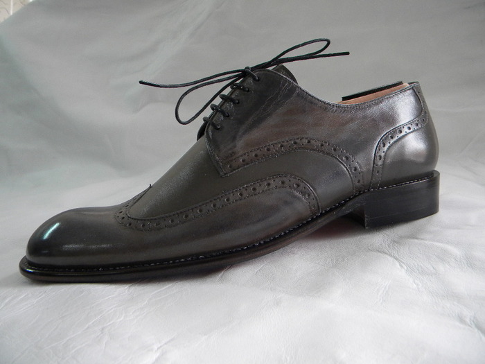 pantofi.clasic.derby.piele.gri - Handmade shoes-Pantofi lucrati manual