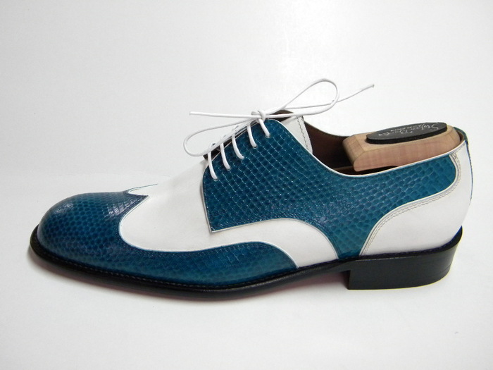 pantofi.clasic.liziera.alb.albastru - Handmade shoes-Pantofi lucrati manual
