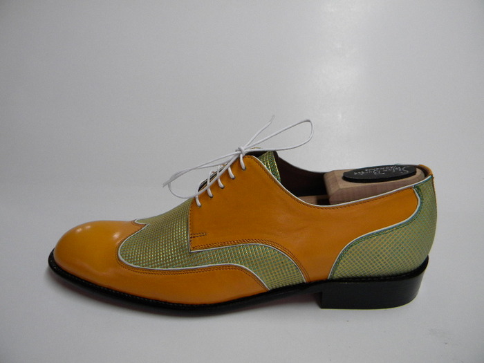 pantofi.clasic.liziera.portocaliu - Handmade shoes-Pantofi lucrati manual