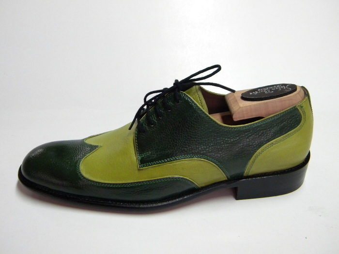 pantofi.clasic.liziera.verde - Handmade shoes-Pantofi lucrati manual
