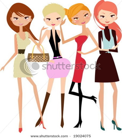 stock-vector-illustration-of-four-fashion-girls-19024075 - Woman World