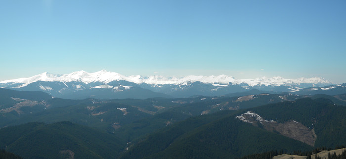 panorama  tibau 2; panorama cu muntii rodnei vazuti de pe vf iedu
