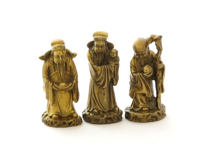 3-intelepti; Aceste minunate statuete reprezentandu-i pe Fuk Luk Sau, cele trei divinitati chinezesti de neegalat
