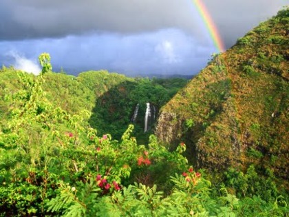Rainbow Over Opaeka'a Falls, Kauai, Hawaii - natura de azi