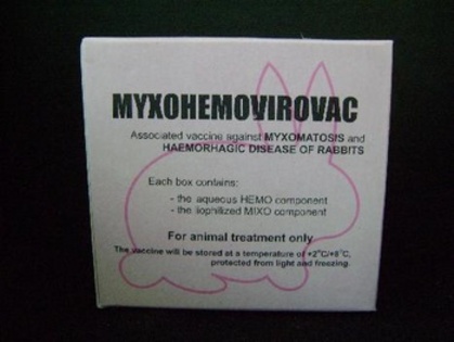 Myxohemoragivac; Vaccin asociat impotriva mixamatozei si bolii hemoragice a iepurilor.
