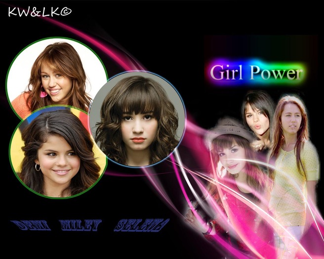 Demi_Miley_Selena_Blend_by_KW_LK - Miley Cyrus And Selena Gomez And Demi Lovato