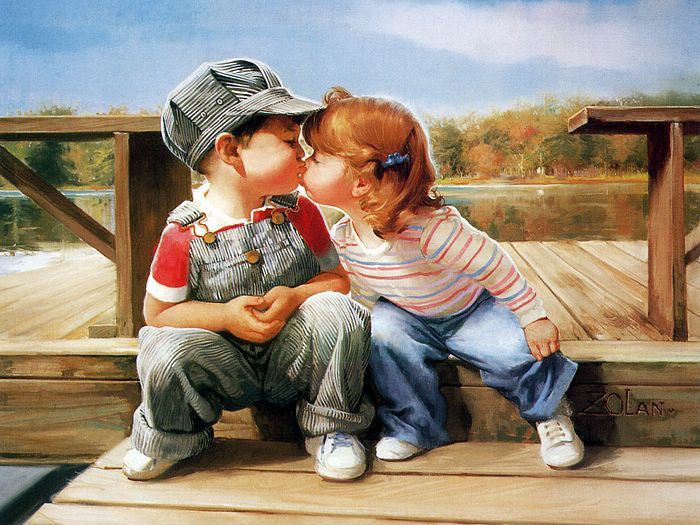 painting_children_kjb_DonaldZolan_57FirstKiss_sm - Zolan