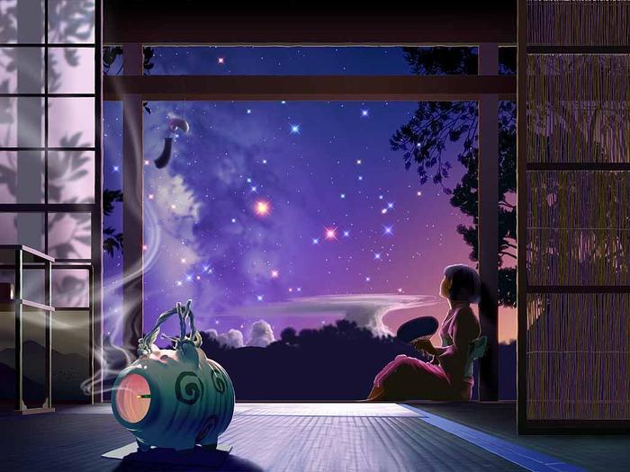 japaness-girl-under-night-sky-wallpaper_1024x768[1] - anime girls fantasy
