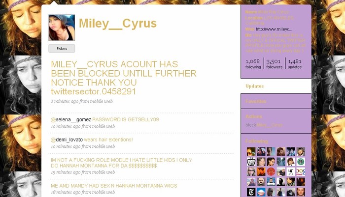miley-cyrus-twitter-hacked - club miley-miley cyrus twitter