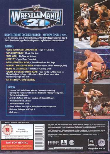 WWE WrestleMania 21 DVD Cover (back) - FAN WRESTLING