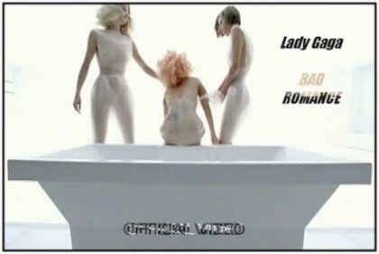 Lady Gaga Bad Romance video photo 4 cropped titled TWICE FRAMED