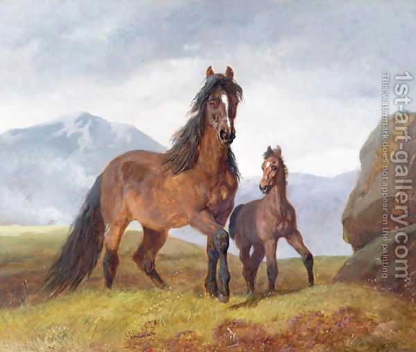 A-Welsh-Mountain-Mare-And-Foal,-1854 - John Frederic Herring