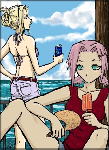 Ino_and_Sakura__Summer_Rest_by_funny_neko