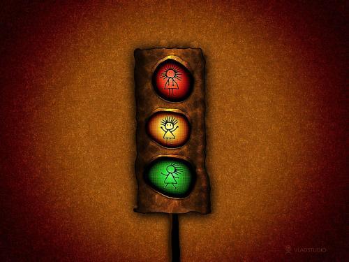 Atentie la Semafor Poze 3D Desktop Wallpapers