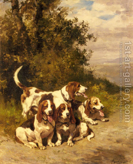Hunting-Dogs-On-A-Forest-Path - charles oliver de pene